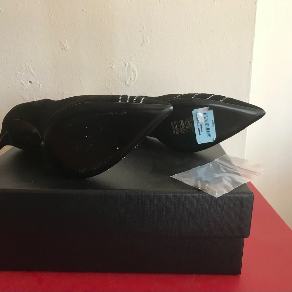 Saint Laurent Black Swede with Swarovski Detailing Women's Shoes - Picture 3 of 5